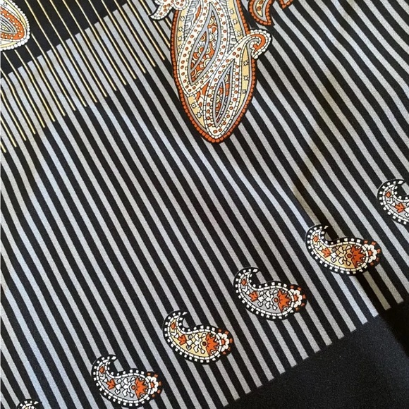 VTG Scarf Herman Pecker & Co. Made In Italy,Poly. 53” Stripe Paisley NOS, 80s - Picture 2 of 7